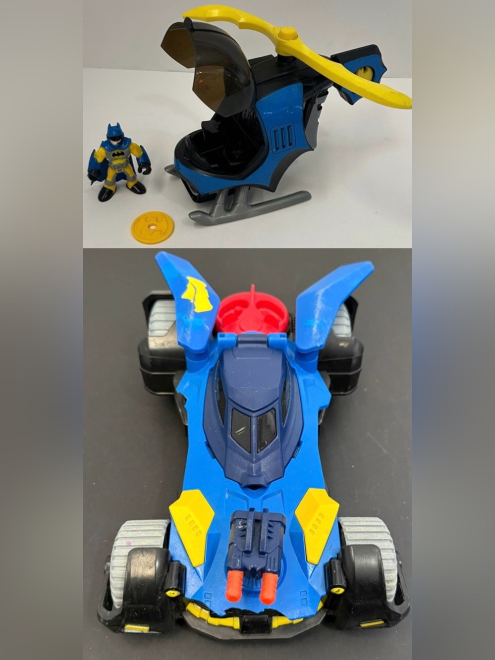 Fisher-Price Imaginext DC Super Friends Batcopter & Batmobile Toys